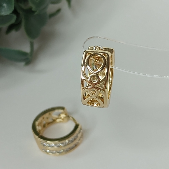 Elegant Gold and Silver Hoop Earrings - Picture 4 of 12